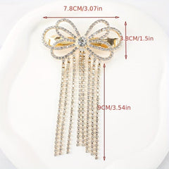 Rhinestone Barrette Glitter Tassel Hair Clip