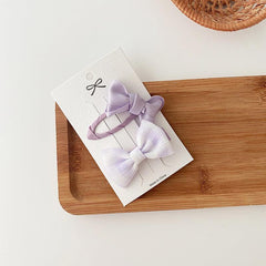 Baby Girls Soft Bow Hair Clip Purple Plaid Bowknot Snap Lip Duck Billed Clip