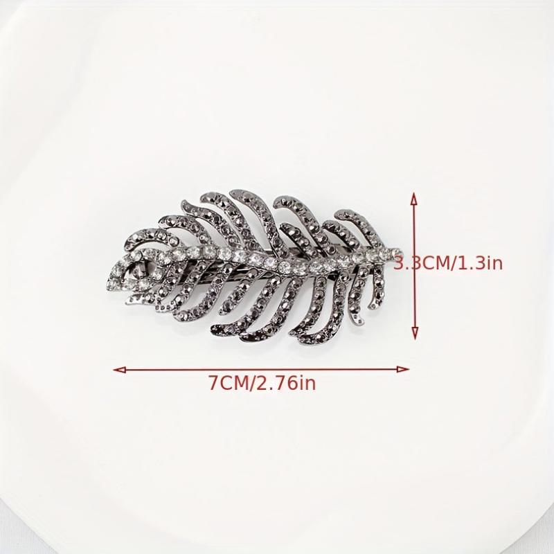 Leaf Rhinestone Hairpin Metal Hair Clip for Women Girls