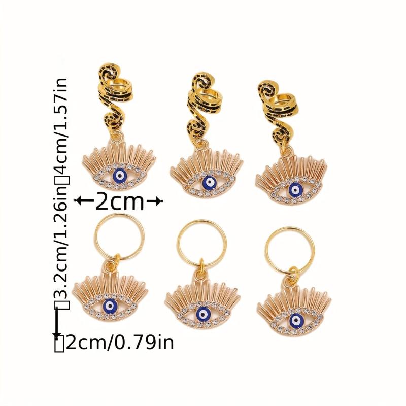 Evil Eye Tassel Hair Coil Ring Boho Style Hair Pin for Braids Dreadlock