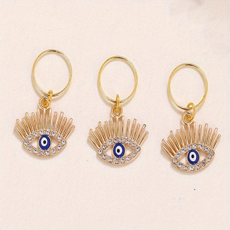 Evil Eye Tassel Hair Coil Ring Boho Style Hair Pin for Braids Dreadlock