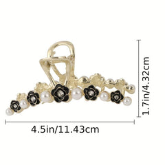Faux Pearl Hair Claw Camellia Hair Claw Nonslip Ponytail Holder