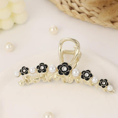 Faux Pearl Hair Claw Camellia Hair Claw Nonslip Ponytail Holder