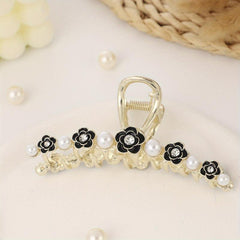 Faux Pearl Hair Claw Camellia Hair Claw Nonslip Ponytail Holder