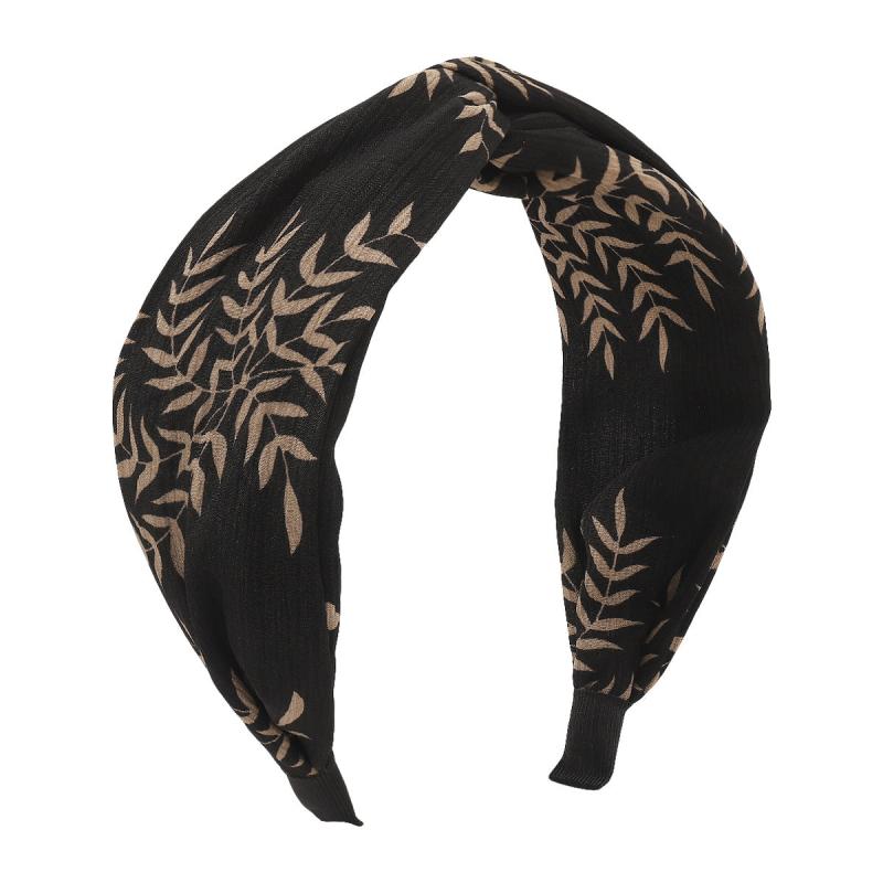 Plant Printed Fabric Headband Cross Knot Hair Hoop Hair Ornament