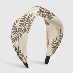 Plant Printed Fabric Headband Cross Knot Hair Hoop Hair Ornament