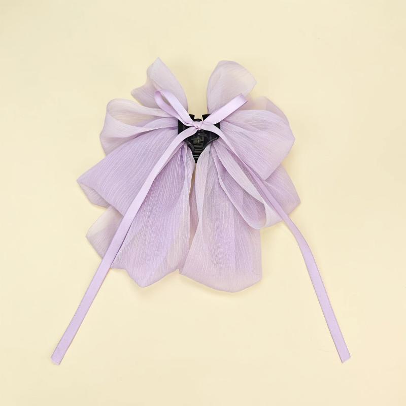 Large Mesh Bow Hair Claw Clip Ribbon Sweet Hair Claw Clip Ponytail Holder