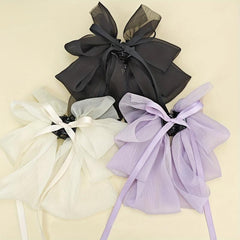 Large Mesh Bow Hair Claw Clip Ribbon Sweet Hair Claw Clip Ponytail Holder