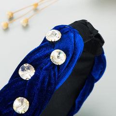 Rhinestone Velvet Braided Headband Wide Brim Headdress Hair Acces