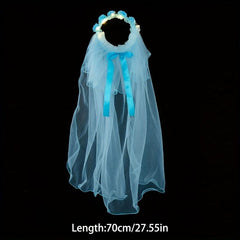 Glowing Bridal Wedding Hair Tie With Gauze Headdress