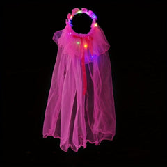 Glowing Bridal Wedding Hair Tie With Gauze Headdress