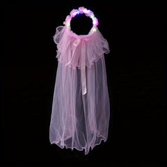 Glowing Bridal Wedding Hair Tie With Gauze Headdress