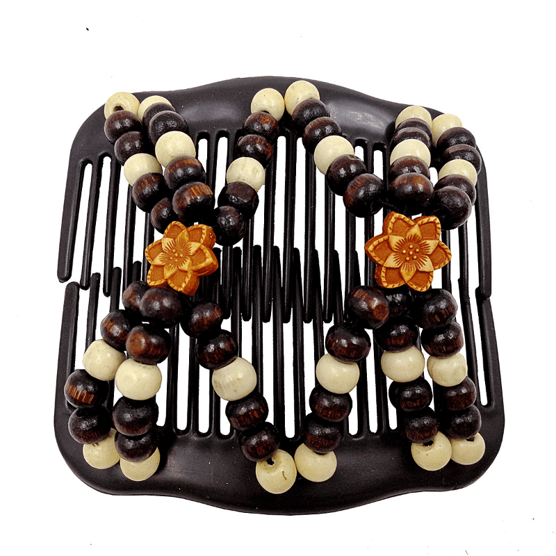 Retro Magic Hair Comb Elastic Beaded Hair Clips Styling Comb For Women Girls