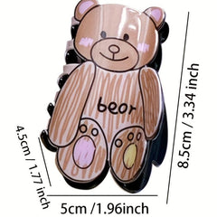 Cartoon Bear Decor Hair Claw Clip Acrylic Hair Claw Nonslip Ponytail Holder