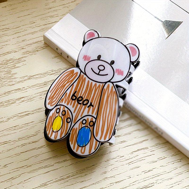 Cartoon Bear Decor Hair Claw Clip Acrylic Hair Claw Nonslip Ponytail Holder
