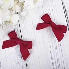2pcs Red Wine Bowknot Hair Clip Sweet Hair Clip For Side Hair Bang Braids