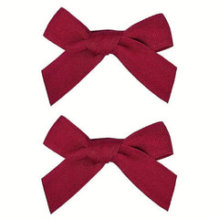 2pcs Red Wine Bowknot Hair Clip Sweet Hair Clip For Side Hair Bang Braids