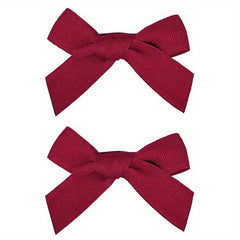 2pcs Red Wine Bowknot Hair Clip Sweet Hair Clip For Side Hair Bang Braids