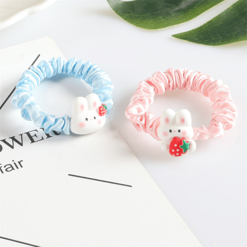 Bunny Rabbit Ruched Hair Ties Scrunchies Cartoon Hair Accessories
