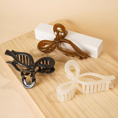 3pcs Glossy Hair Claw Bowknot Shape Shark Claw Hair Clip Hair Accessories