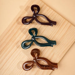 3pcs Glossy Hair Claw Bowknot Shape Shark Claw Hair Clip Hair Accessories
