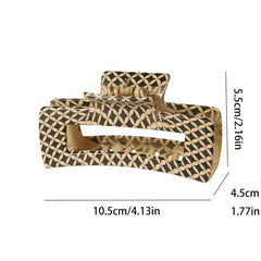 Leopard Pattern Hair Claw Clip Rectangle Shaped Nonslip Ponytail Holder