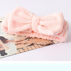 Coral Fleece Bowtie Headband Makeup Spa Yoga Shower Hair Band