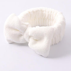 Coral Fleece Bowtie Headband Makeup Spa Yoga Shower Hair Band
