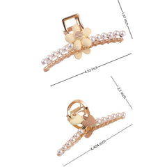 Large Faux Pearl Flower Love Heart Hair Claw Clip