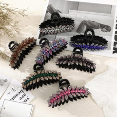 Crystal Leaf Hair Clips Vintage Rhinestone Barrette Jaw Clamp Hair Claws