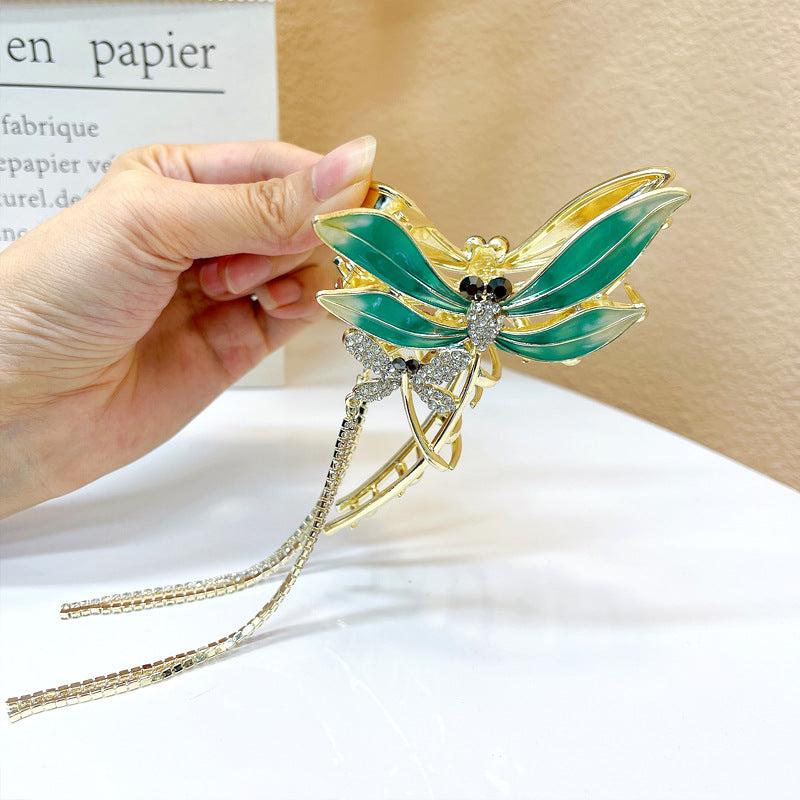 Green Dragonfly Fringed Hair Clip Adult Hair Accessories