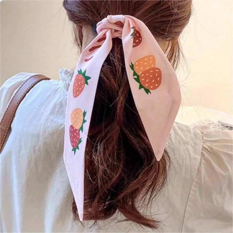 Small Silky Scarf Female Hair Tie Hair Summer Ribbon Headdress Floral Head Rope