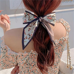 Small Silky Scarf Female Hair Tie Hair Summer Ribbon Headdress Floral Head Rope