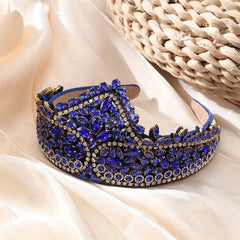 Baroque Rhinestone Tiara Crown Wide Headband Glitter Headdress Hair Accessories