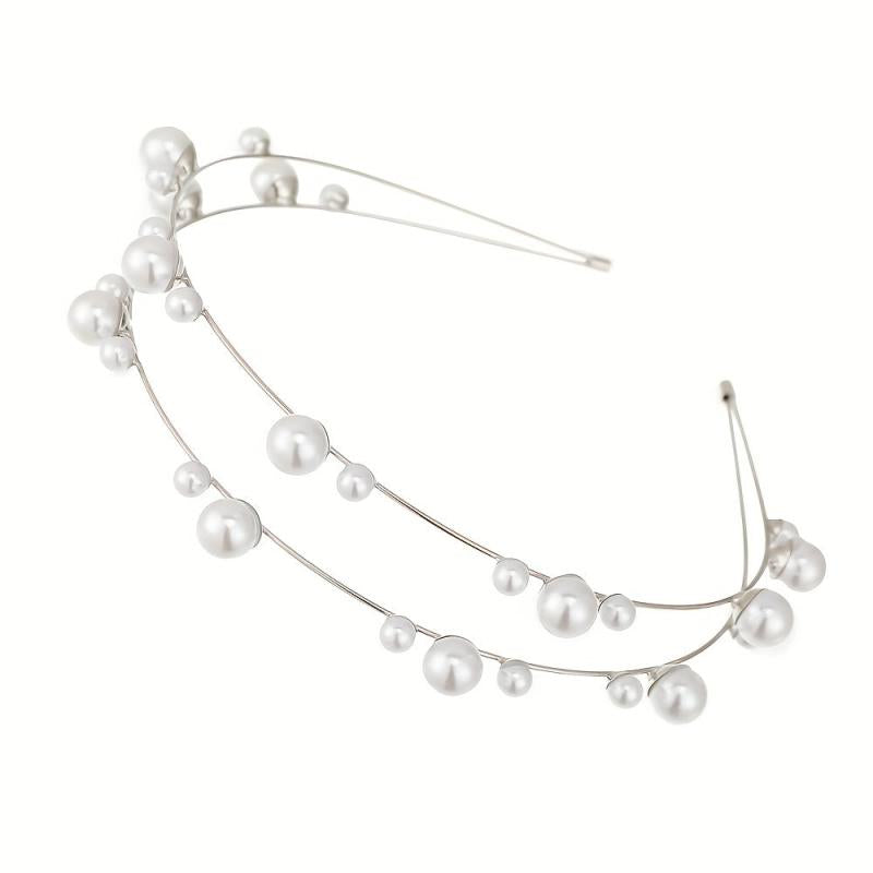 Metal Hair Band Faux Pearl Bridal Headband