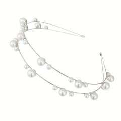 Metal Hair Band Faux Pearl Bridal Headband