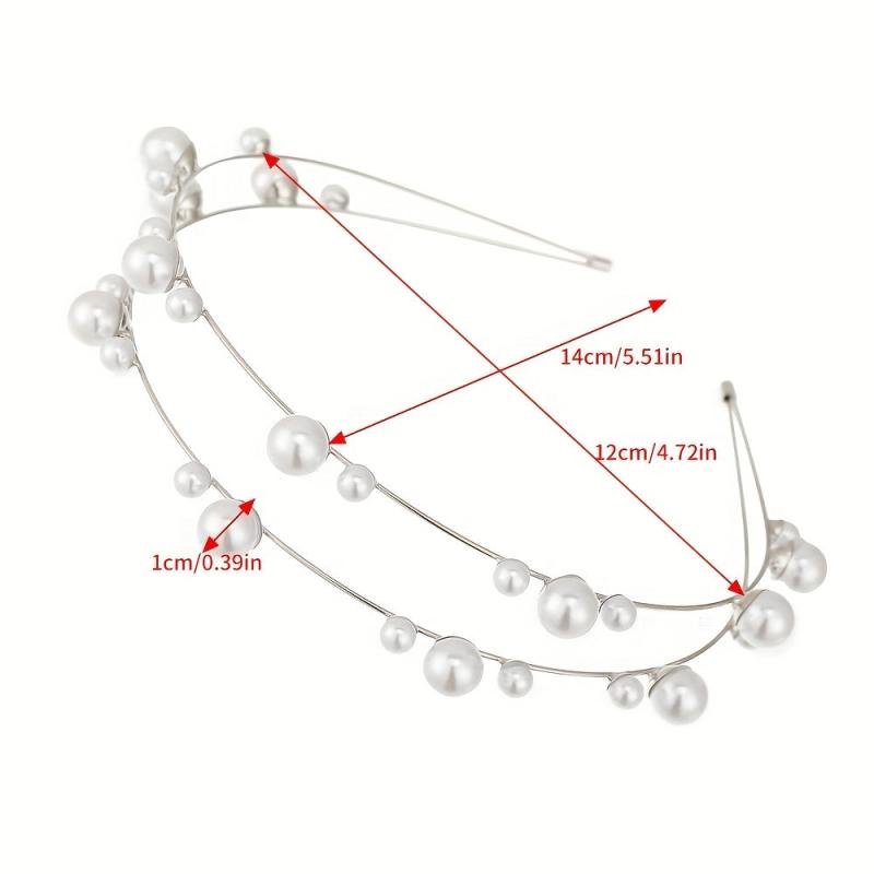 Metal Hair Band Faux Pearl Bridal Headband