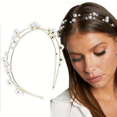 Metal Hair Band Faux Pearl Bridal Headband