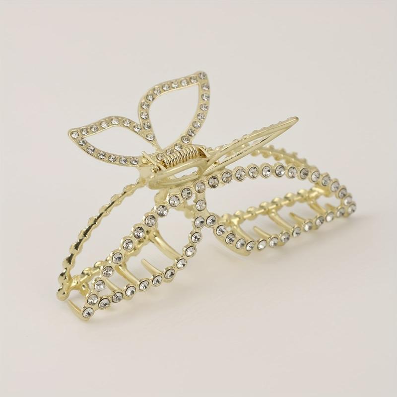 Alloy Butterfly Hair Claw Rhinestone Ponytail Holder