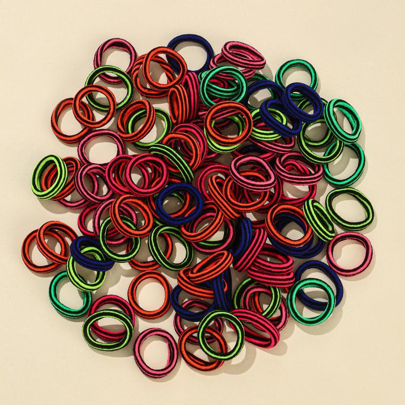 100pcs Mix Colors Stripe Hair Ties Hair Elastics For Girl