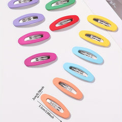 12pcs Hollow Ellipse Snap Shape Cany Hair Clip for Girls