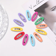 12pcs Hollow Ellipse Snap Shape Cany Hair Clip for Girls