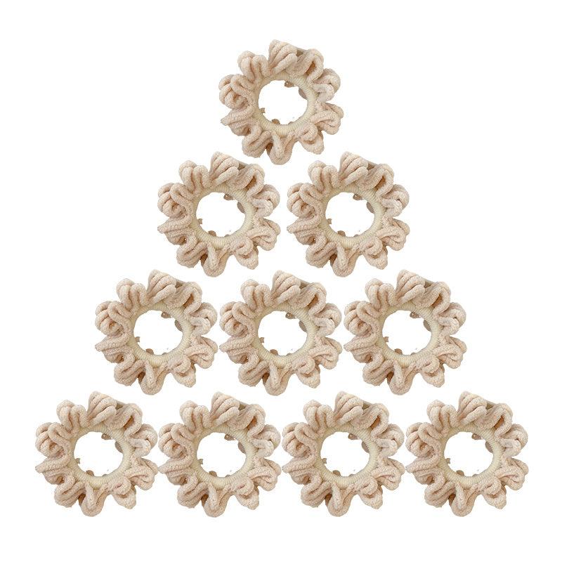 10 Pcs Seamless Thick Ponytail Plush Hair Tie for Women Vintage Hair Accessories
