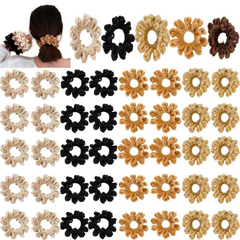10 Pcs Seamless Thick Ponytail Plush Hair Tie for Women Vintage Hair Accessories