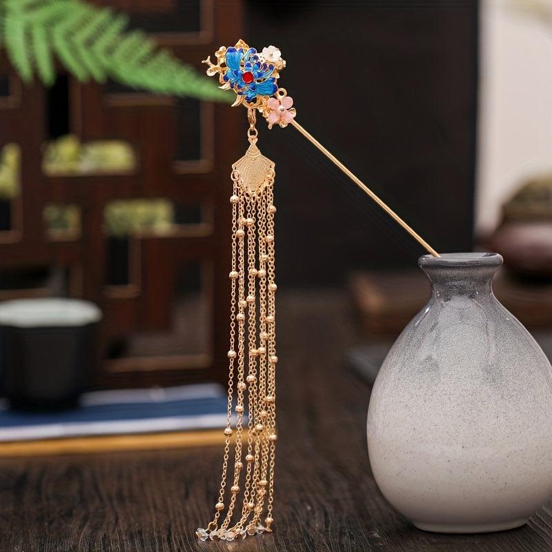 Chinese Style Hair Accessories Set Flower Hair Comb Hairpin Earrings Set