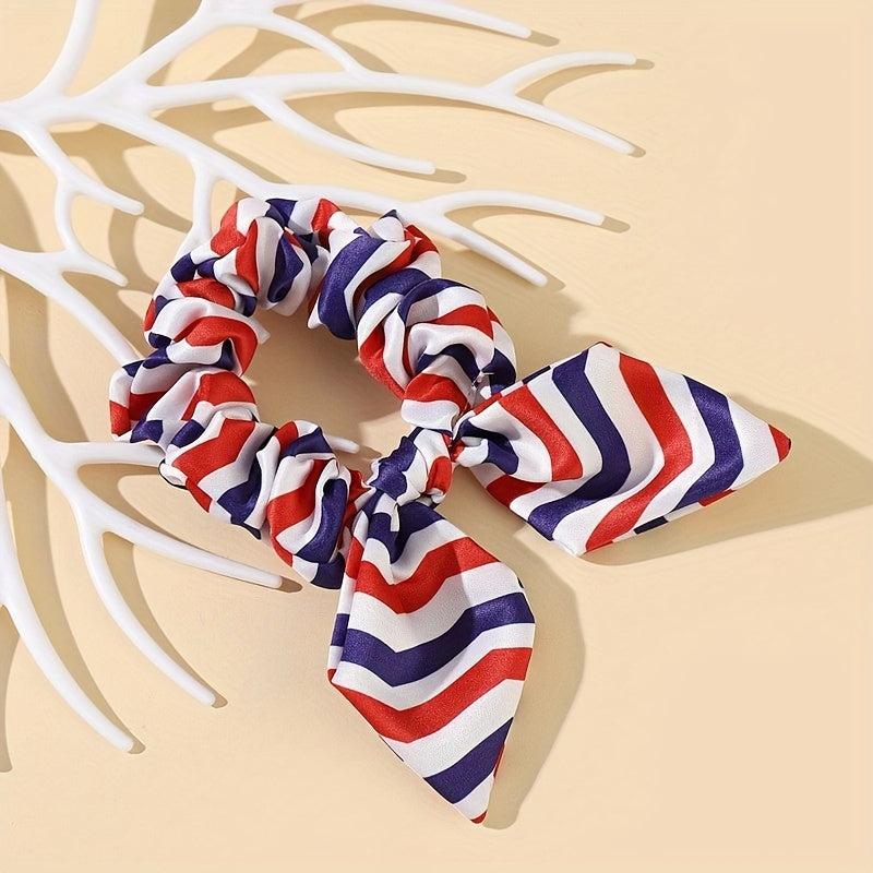 American Flag Striped Scrunchies Hair Tie Patriotic Ponytail Holder