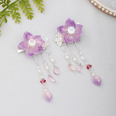 Chinese Tassel Flower Hair Clips Hanfu Hair Accessories 1pair