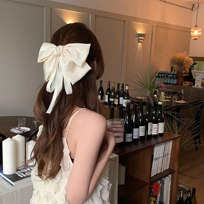 Bowknot Ribbon Hair Clip Back Head Hair Accessory for Women