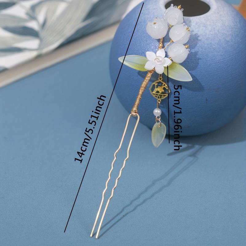 Chinese Style Purple Lily Of The Valley U-shaped Hairpin
