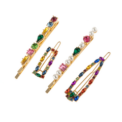 4pcs Crystal Hair Clip Alloy Bobby Pin Side Clip Bangs Clip Hair Accessories